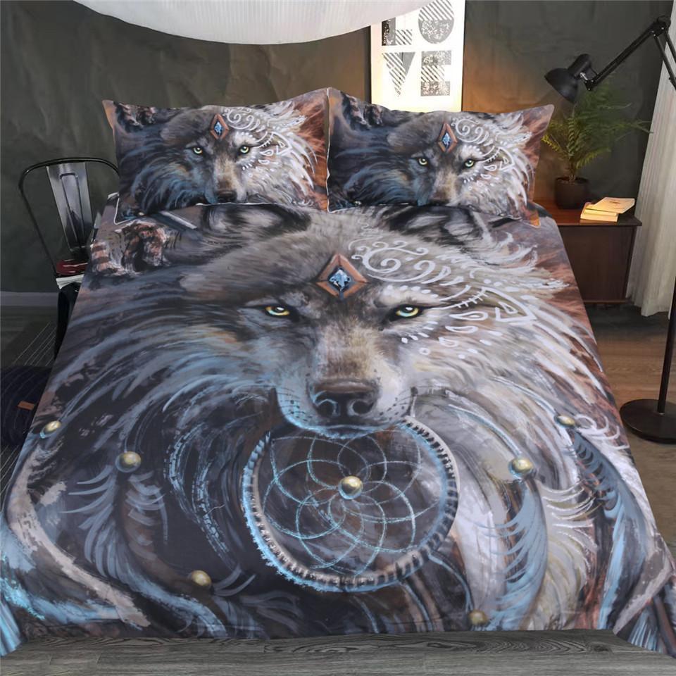 Wolf Warrior Bedding Set - Native American Duvet Cover-Home Decor-Ocean Gadget-US Twin-Vibe Cosy™