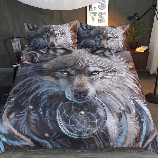 Wolf Warrior Bedding Set - Native American Duvet Cover-Home Decor-Ocean Gadget-US Twin-Vibe Cosy™