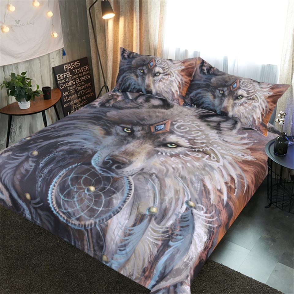 Wolf Warrior Bedding Set - Native American Duvet Cover-Home Decor-Ocean Gadget-US Twin-Vibe Cosy™