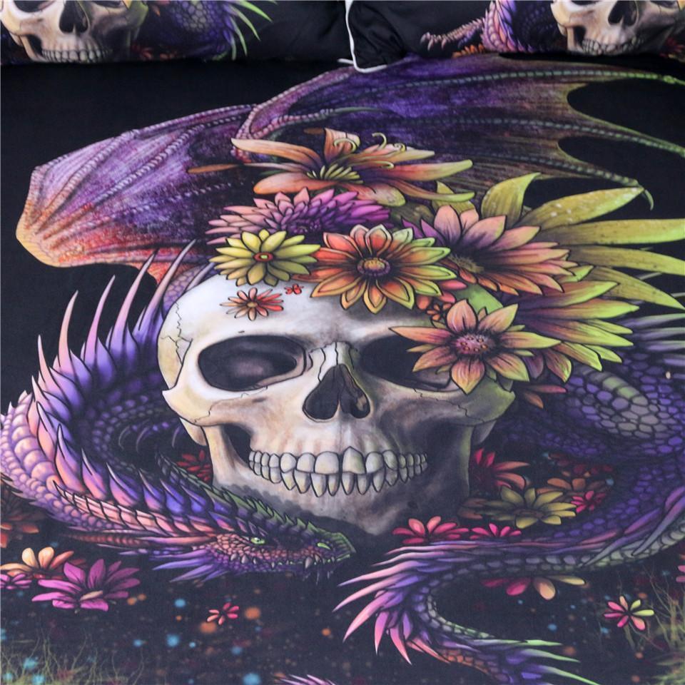 Flowery Skull Bedding-Bedding Set-6teenth Outlet-US Twin-Vibe Cosy™