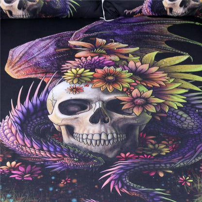Flowery Skull Bedding-Bedding Set-6teenth Outlet-US Twin-Vibe Cosy™