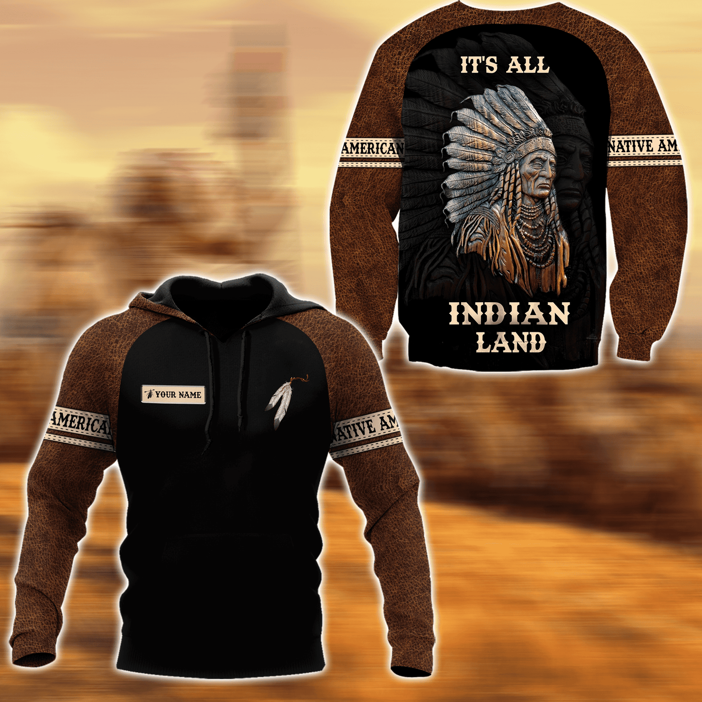 Customized name Native American 3D All Over Printed Unisex Shirts