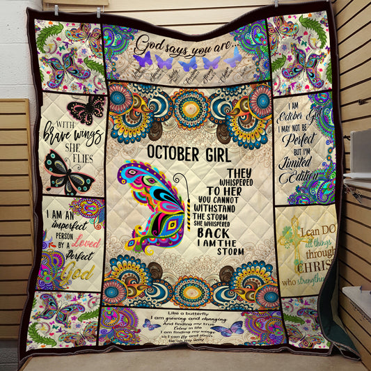 October Girl. I Am The Storm. Butterfly Quilt Blanket