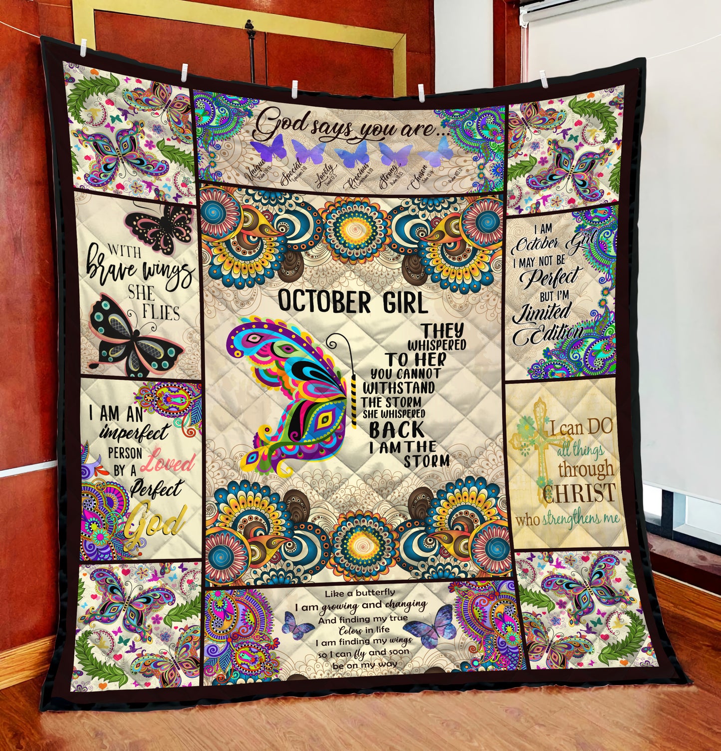 October Girl. I Am The Storm. Butterfly Quilt Blanket