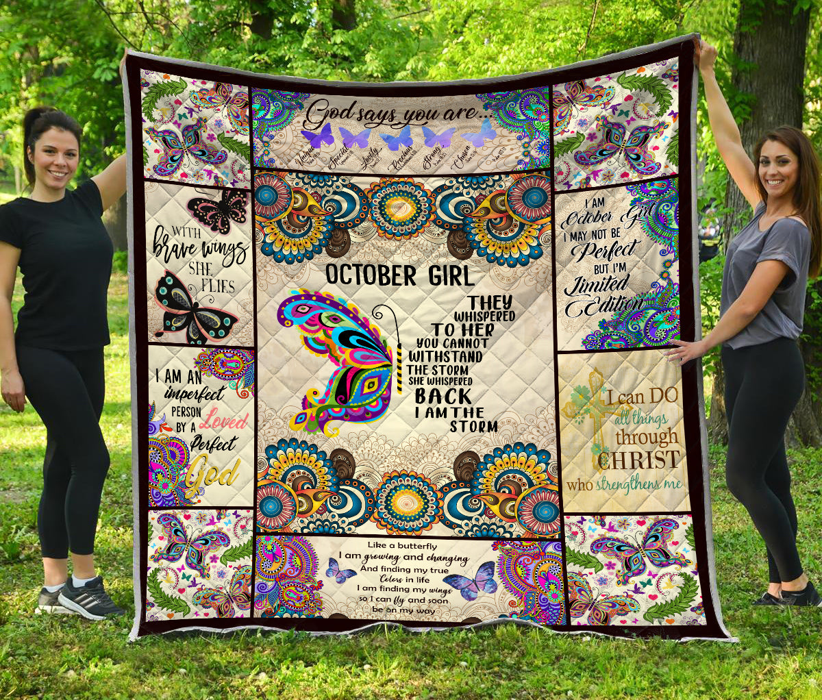 October Girl. I Am The Storm. Butterfly Quilt Blanket
