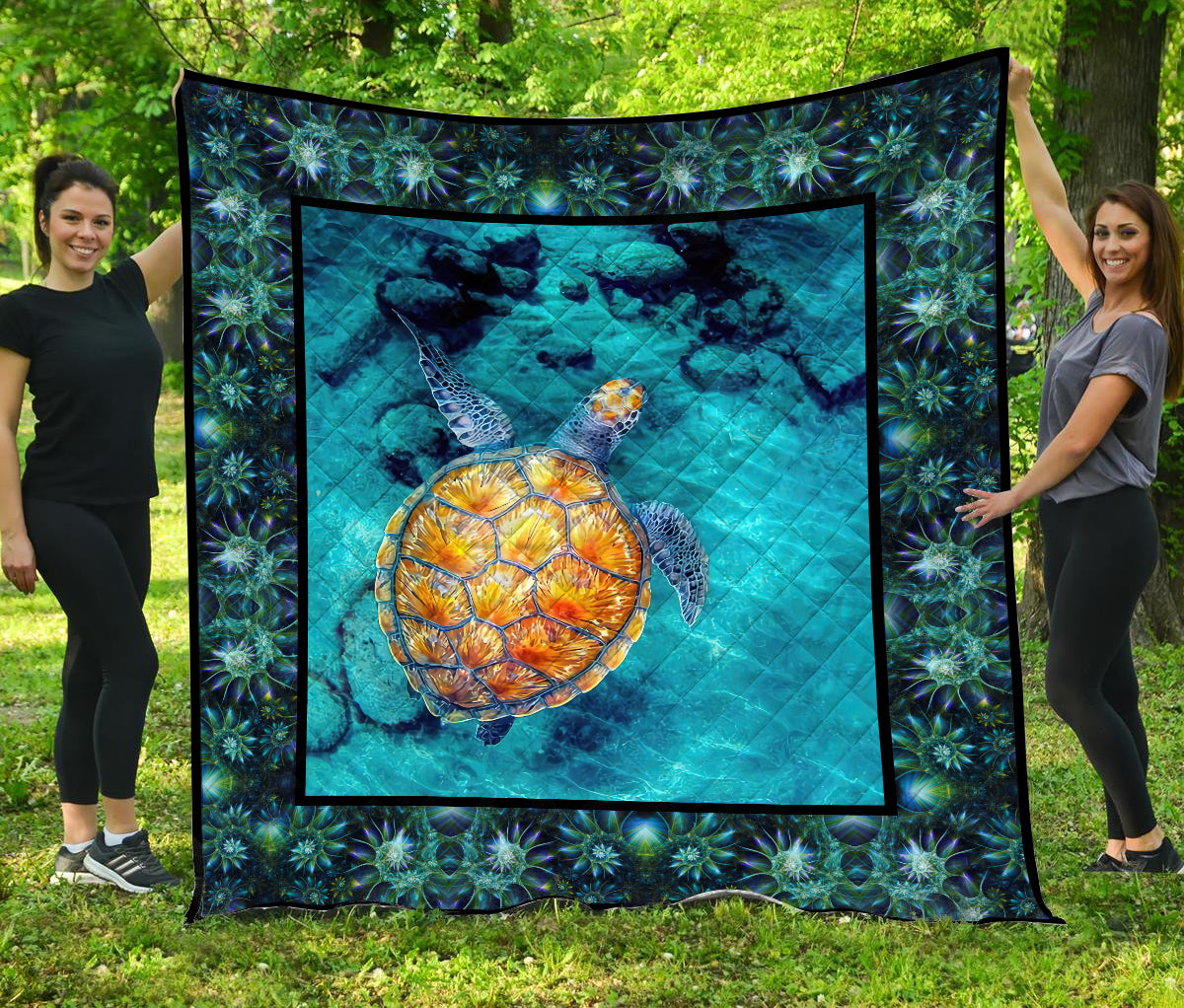 Premium Blue Ocean Turtle Quilt