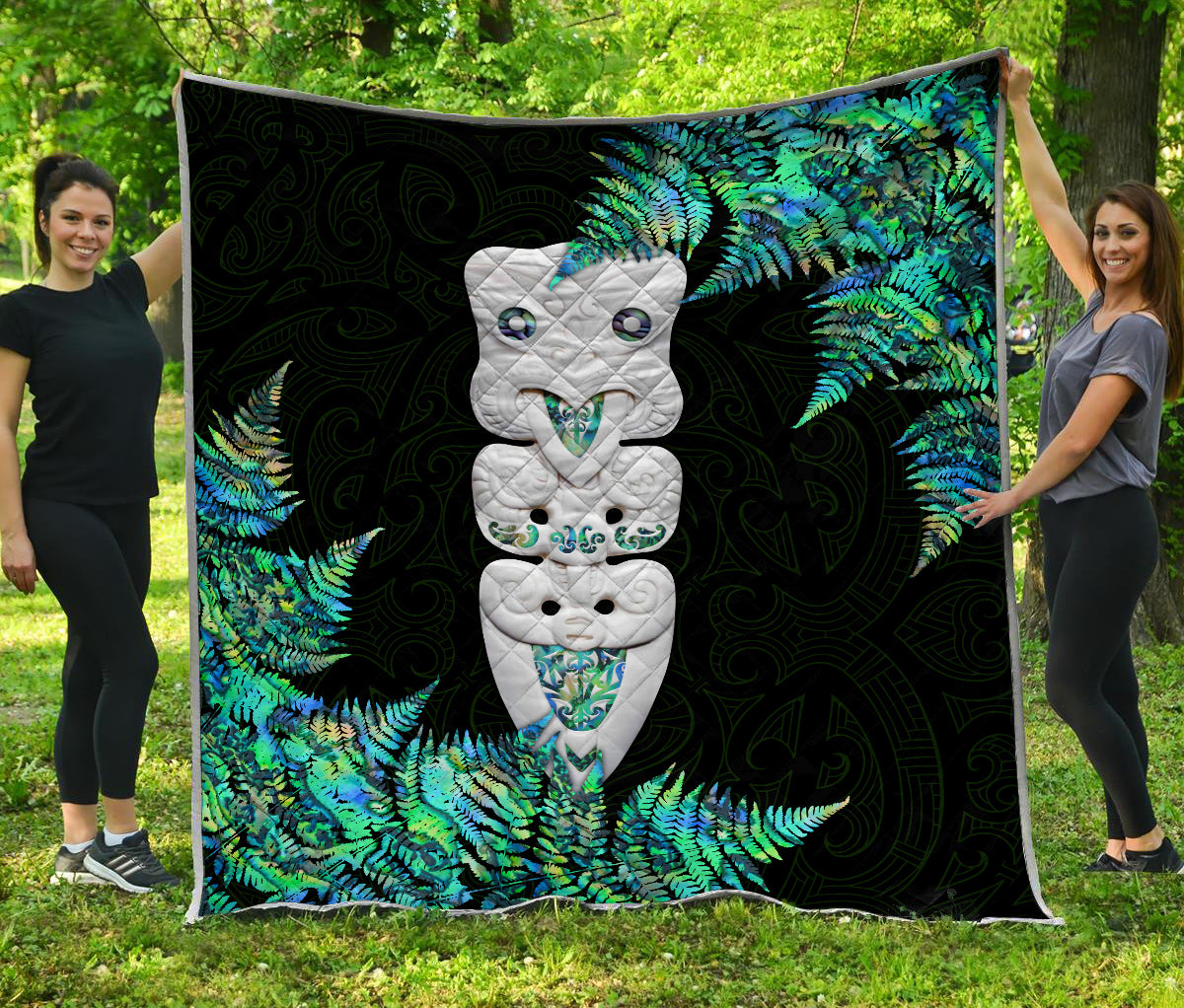 Hei Taiaha Maori Warriors Silver Fern Paua Shell Quilt DL2022004