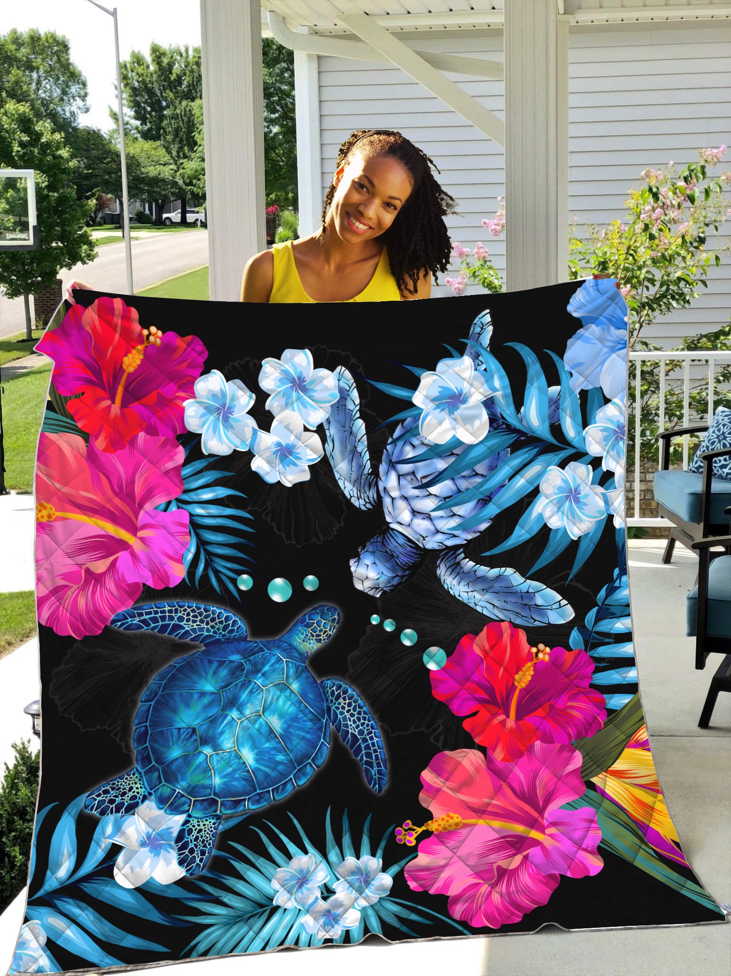 Amazing Hibicus Turtle Quilt