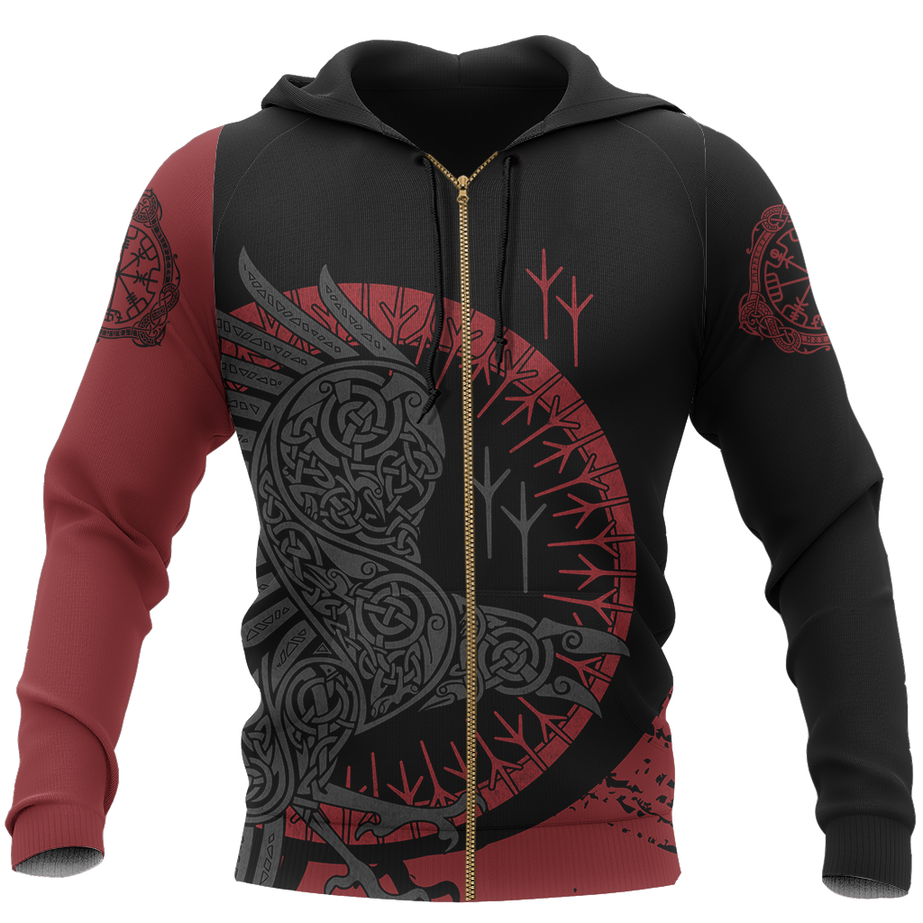 Viking Raven Pullover-ALL OVER PRINT HOODIES-HP Arts-Zipped-S-Vibe Cosy™
