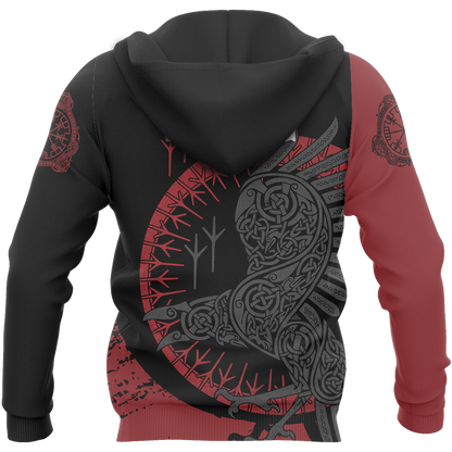 Viking Raven Pullover-ALL OVER PRINT HOODIES-HP Arts-Hoodie-S-Vibe Cosy™