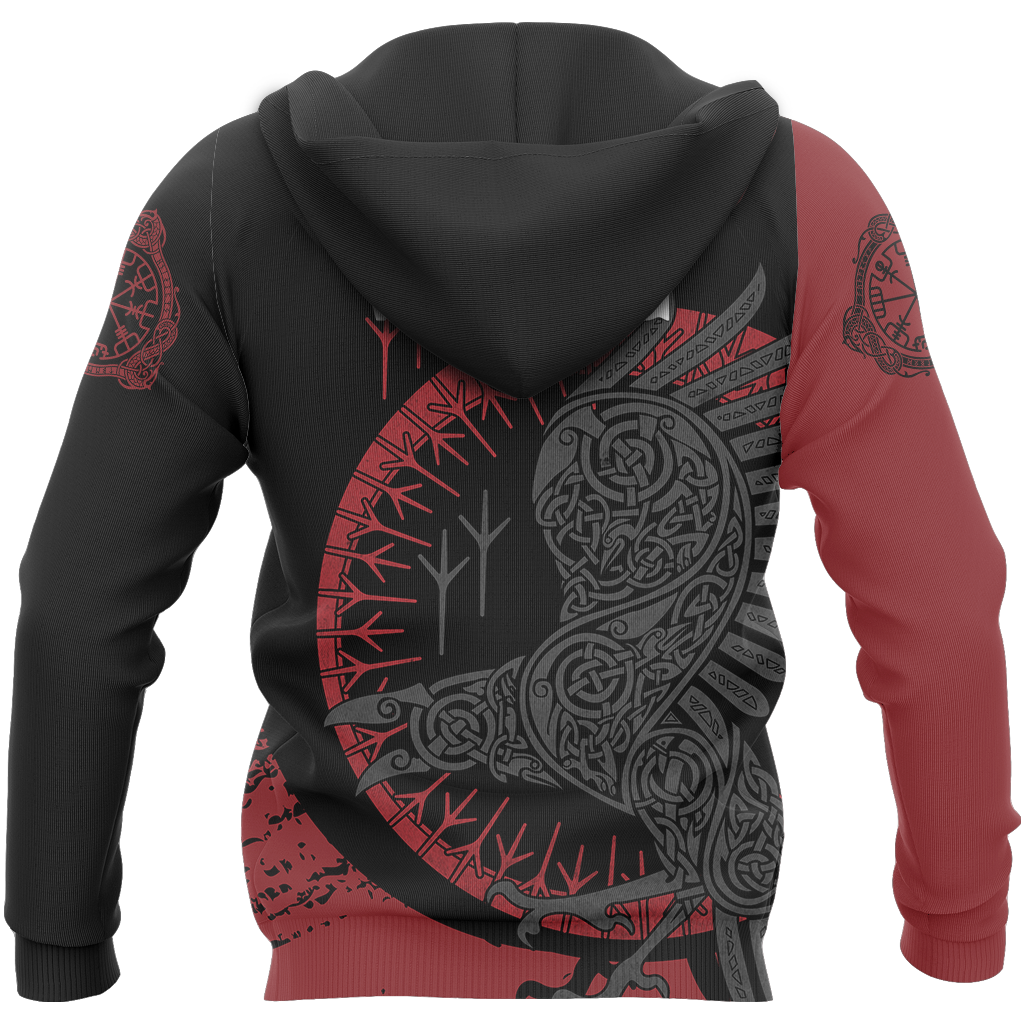 Viking Raven Zip Hoodie A0-FULL ZIPPER HOODIES-HP Arts-Zip-Up Hoodie-S-Vibe Cosy™