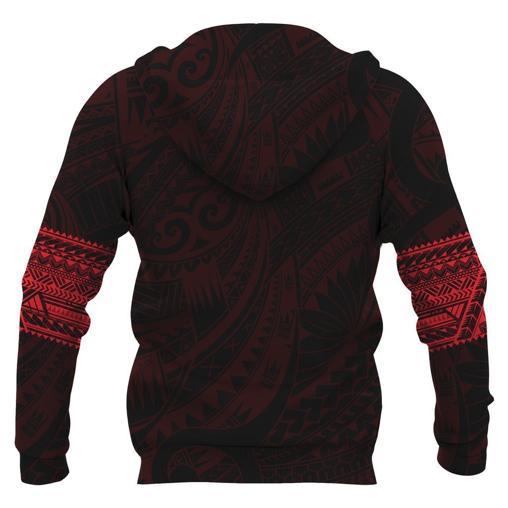 Aotearoa Maori Tattoo All Over Hoodie Red NVD-Apparel-Dung Van-Hoodie-S-Vibe Cosy™