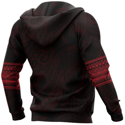 Aotearoa Maori Tattoo All Over Hoodie Red PL-Apparel-PL8386-Hoodie-S-Vibe Cosy™