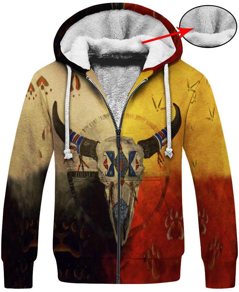 Native Buffalo Skull MP690-Apparel-MP-Fleece zipper Hoodie-S-Vibe Cosy™