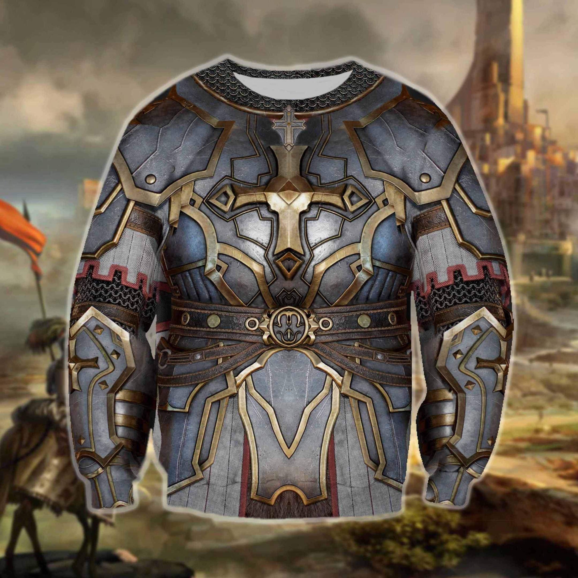 3D printed Knight medieval armor Tops MP816-Apparel-MP-Hoodie-S-Vibe Cosy™