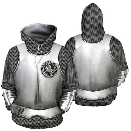 3D All Over Printed Hoodie Chainmail Knight Armor Shirts MP819-Apparel-MP-T-shirt-XS-Vibe Cosy™