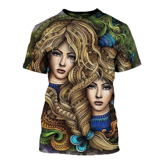 3D ALL OVER PRINTED GEMINI ZODIAC T SHIRT NTH160852-Apparel-NTH-T-Shirt-S-Vibe Cosy™
