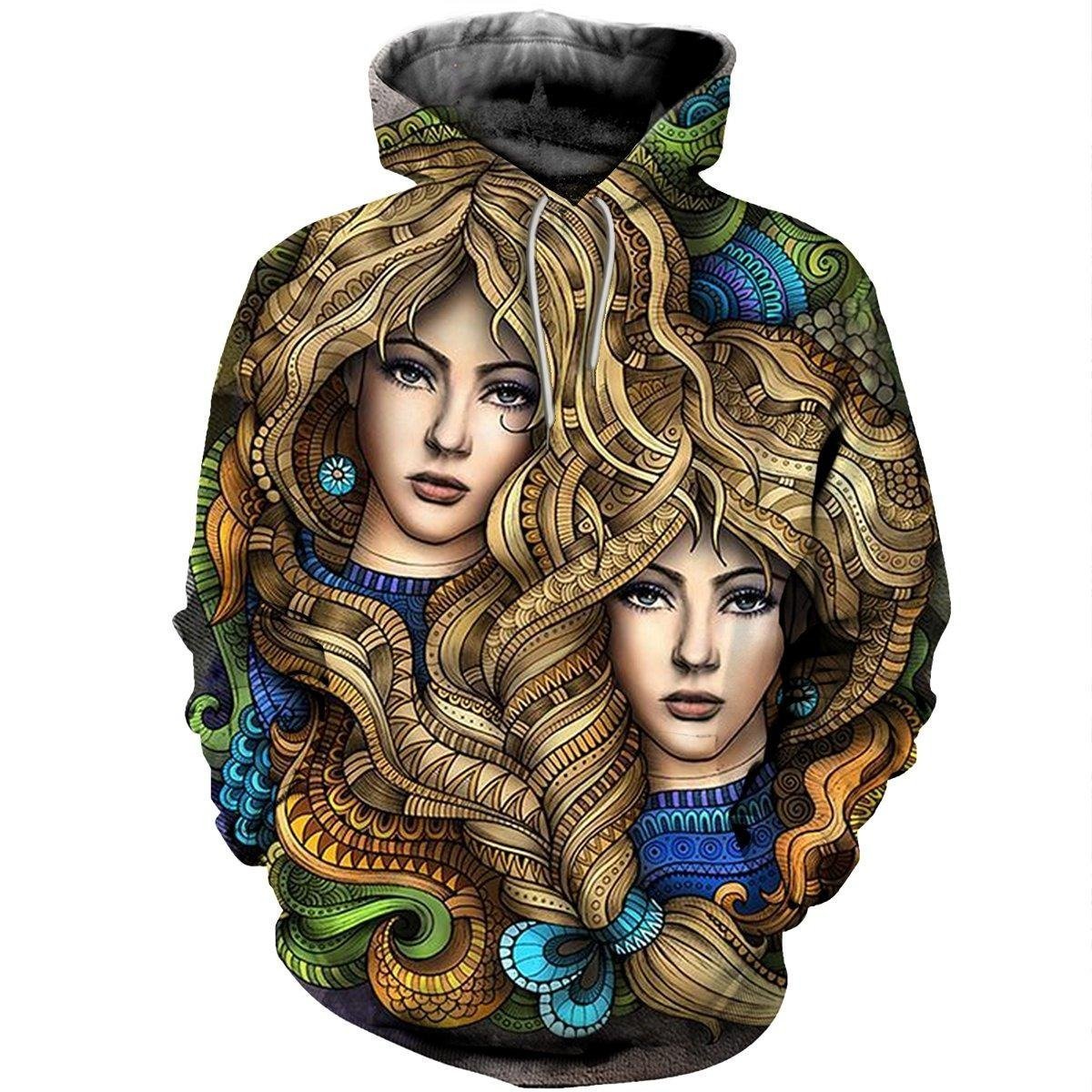 3D ALL OVER PRINTED GEMINI ZODIAC T SHIRT NTH160852-Apparel-NTH-Hoodie-S-Vibe Cosy™