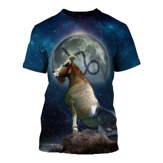 3D ALL OVER PRINTED CAPRICORN ZODIAC T SHIRT NTH160847-Apparel-NTH-T-Shirt-S-Vibe Cosy™