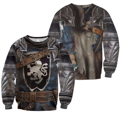 Blue Scotland Rampant Lion Knight Armor 3D All Over Printed Shirts for Men and Women NNK022801-Apparel-PL8386-Sweat Shirt-S-Vibe Cosy™