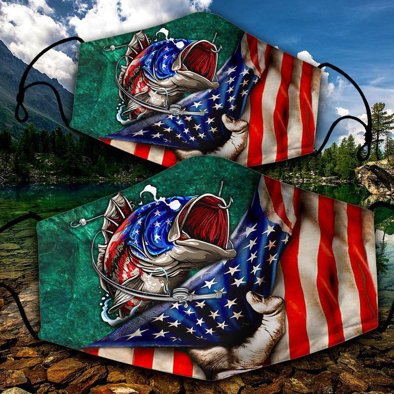 Bass Flag Love Fishing 3D printed Face Mask