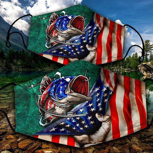 Bass Flag Love Fishing 3D printed Face Mask