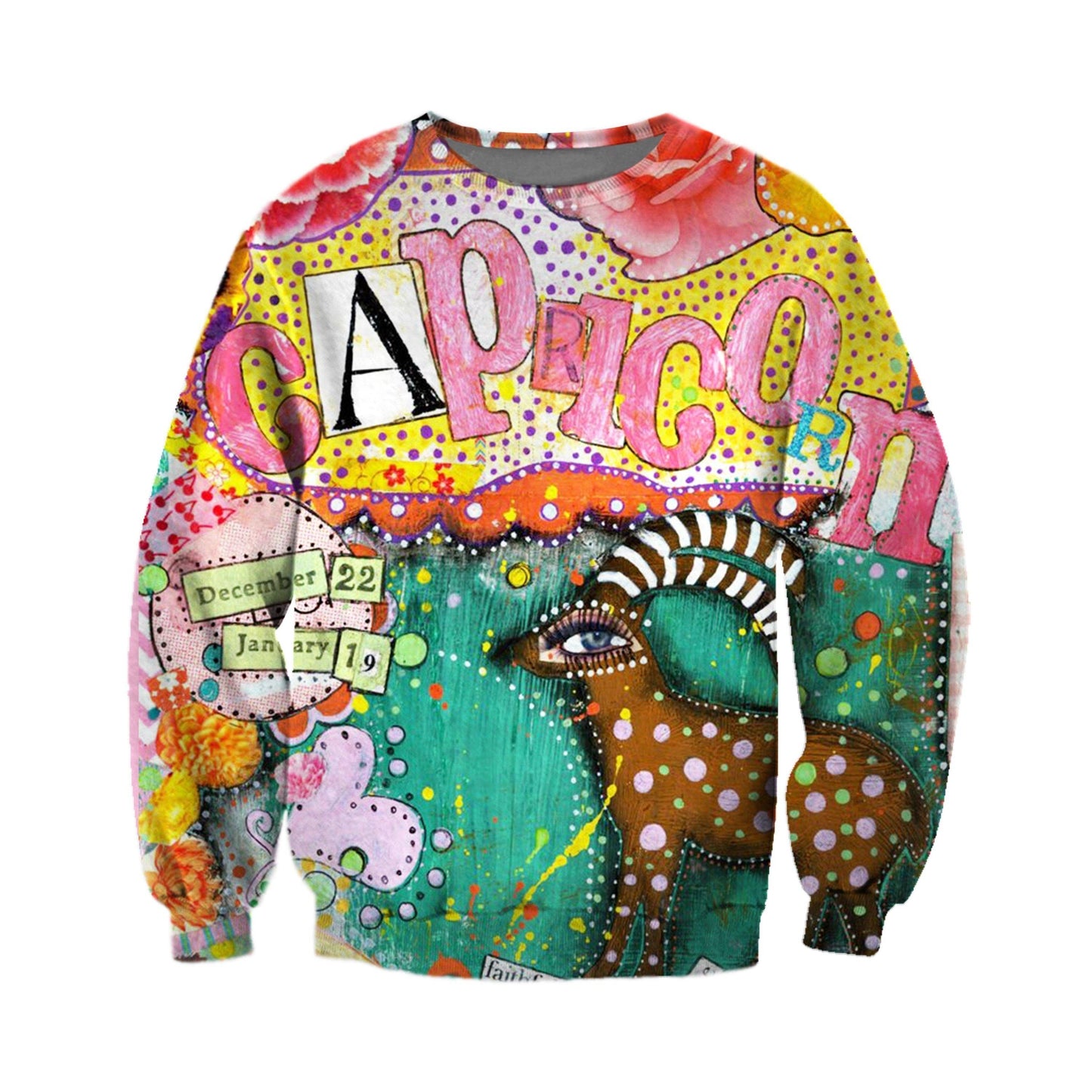 3D ALL OVER PRINTED CAPRICORN ZODIAC T SHIRT NTH160851-Apparel-NTH-Sweat Shirt-S-Vibe Cosy™