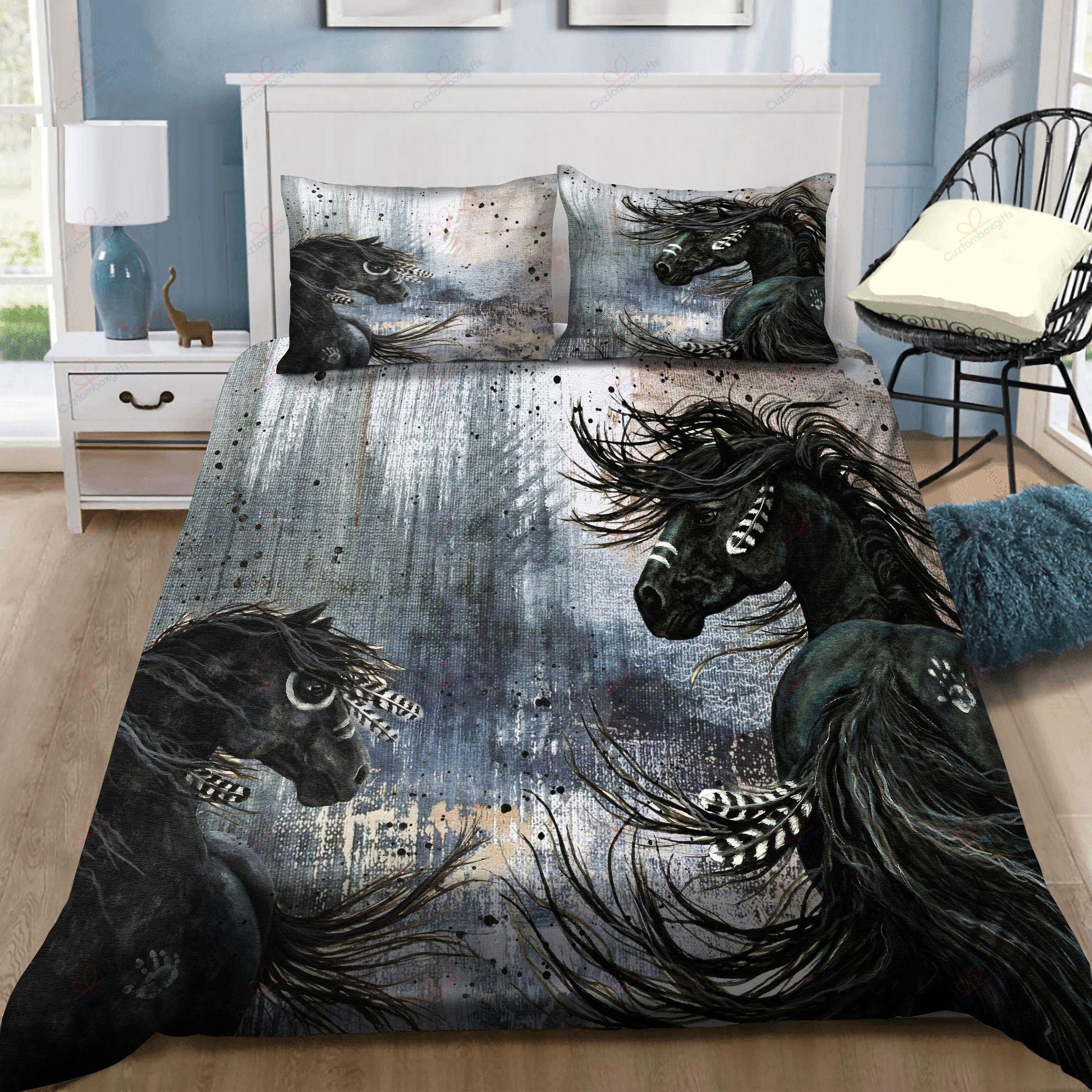 Native Horse Painting Bedding Set-Bedding-HP Arts-Twin-Vibe Cosy™
