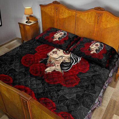 Quilt bedding set love skull QB05122001S PL-Bedding Set-PL8386-Twin-Vibe Cosy™