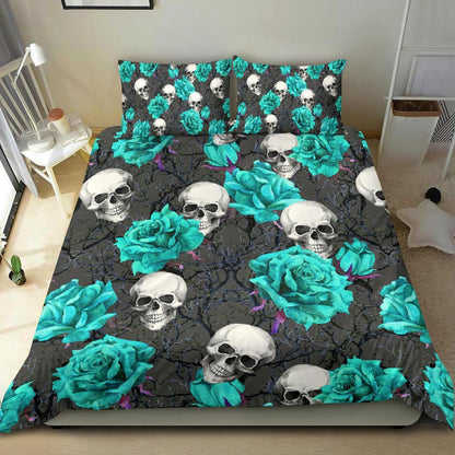 Turquoise Rose Skull Bedding ML-ML-US Twin-Vibe Cosy™
