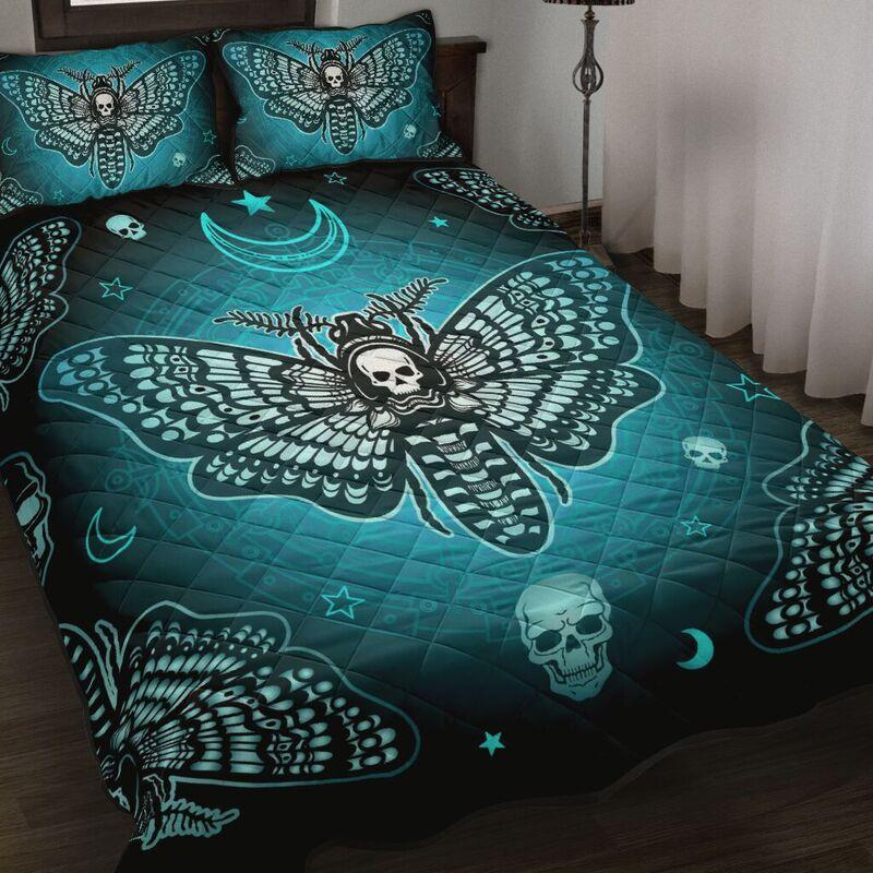 Quilt bedding set butterfly love skull PL-Bedding Set-PL8386-Twin-Vibe Cosy™