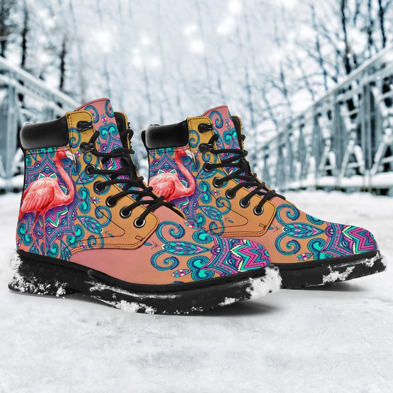 Flamingo water color all season boots NNK022101-Shoes-NNK-Women's Leather Boots-US5 (EU35)-Vibe Cosy™