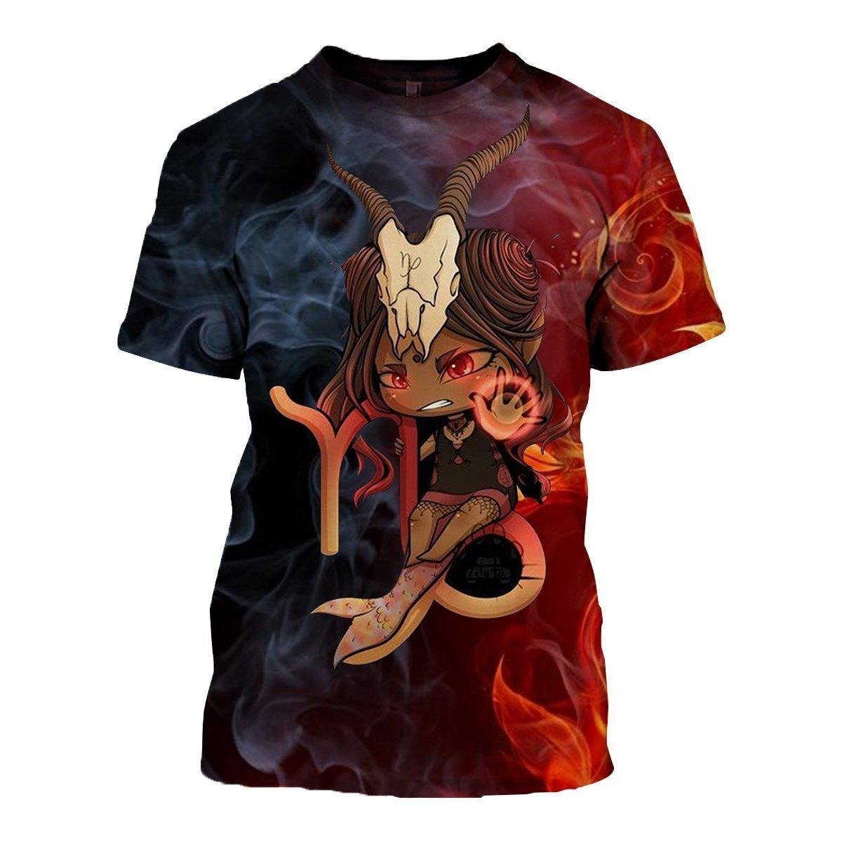3D ALL OVER PRINTED CAPRICORN ZODIAC T SHIRT NTH160850-Apparel-NTH-T-Shirt-S-Vibe Cosy™