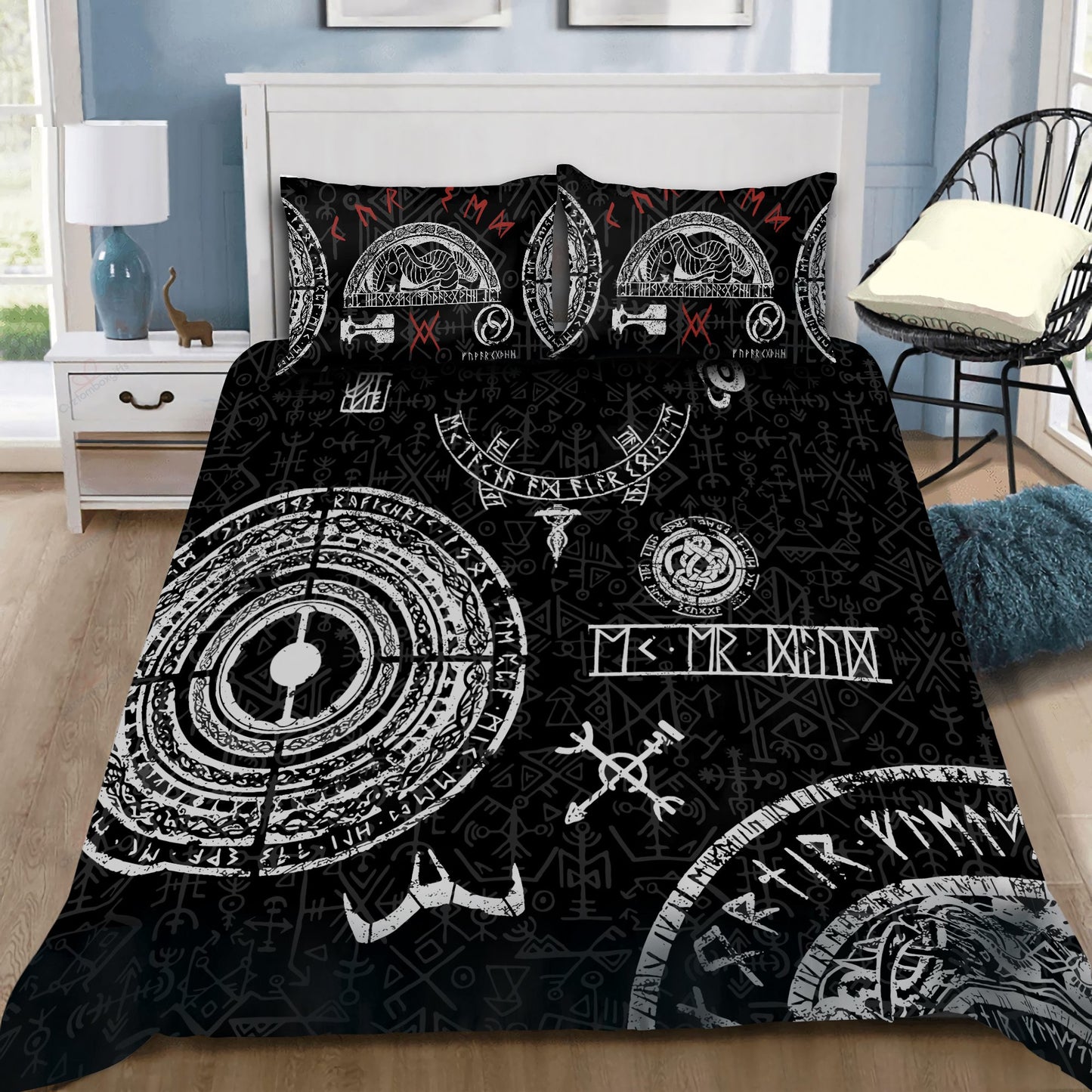 Viking Baldur Norse Mythology Tattoo Bedding Set-Bedding Set-6teenth Outlet-Twin-Vibe Cosy™