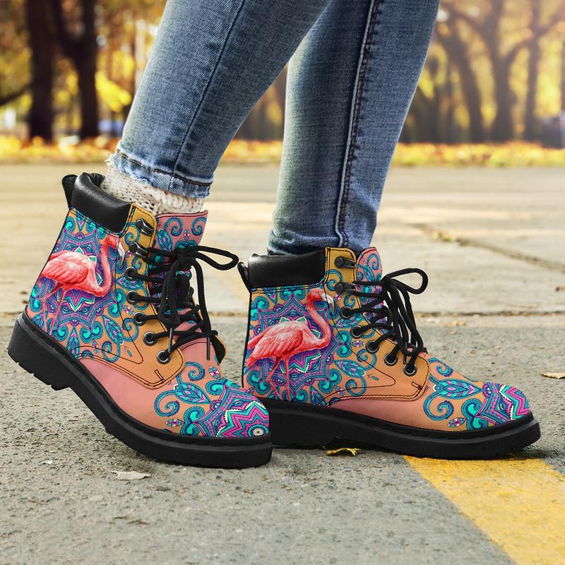 Flamingo water color all season boots NNK022101-Shoes-NNK-Women's Leather Boots-US5 (EU35)-Vibe Cosy™