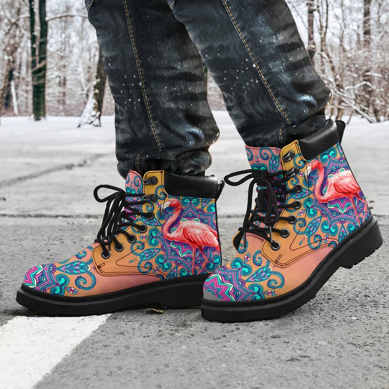 Flamingo water color all season boots NNK022101-Shoes-NNK-Women's Leather Boots-US5 (EU35)-Vibe Cosy™