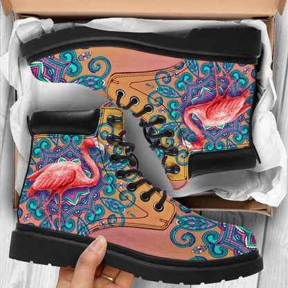 Flamingo water color all season boots NNK022101-Shoes-NNK-Women's Leather Boots-US5 (EU35)-Vibe Cosy™