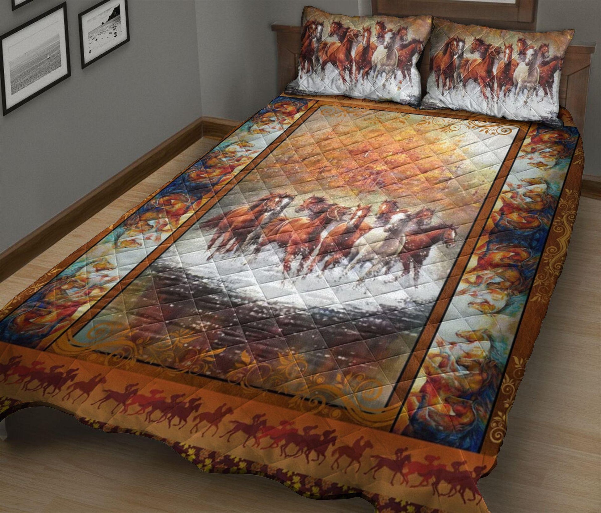 HERD OF HORSES - QUILT BEDDING SET-Bedding-HP Arts-Twin-Vibe Cosy™