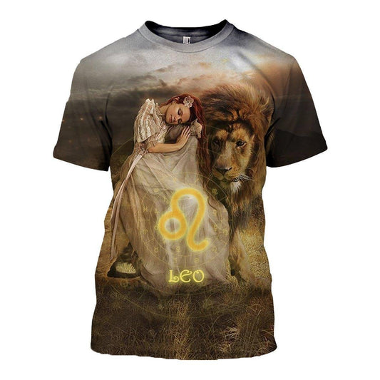 3D ALL OVER PRINTED LEO ZODIAC T SHIRT NTH160864-Apparel-NTH-T-Shirt-S-Vibe Cosy™