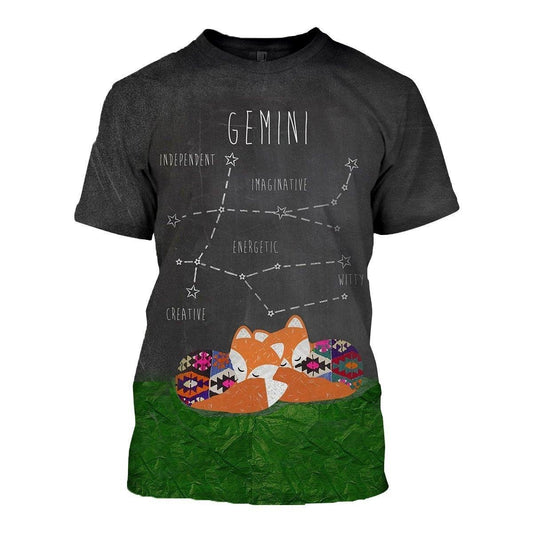 3D ALL OVER PRINTED GEMINI ZODIAC T SHIRT NTH160859-Apparel-NTH-T-Shirt-S-Vibe Cosy™