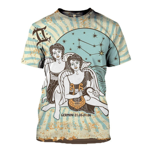 3D ALL OVER PRINTED GEMINI ZODIAC T SHIRT NTH160858-Apparel-NTH-T-Shirt-S-Vibe Cosy™