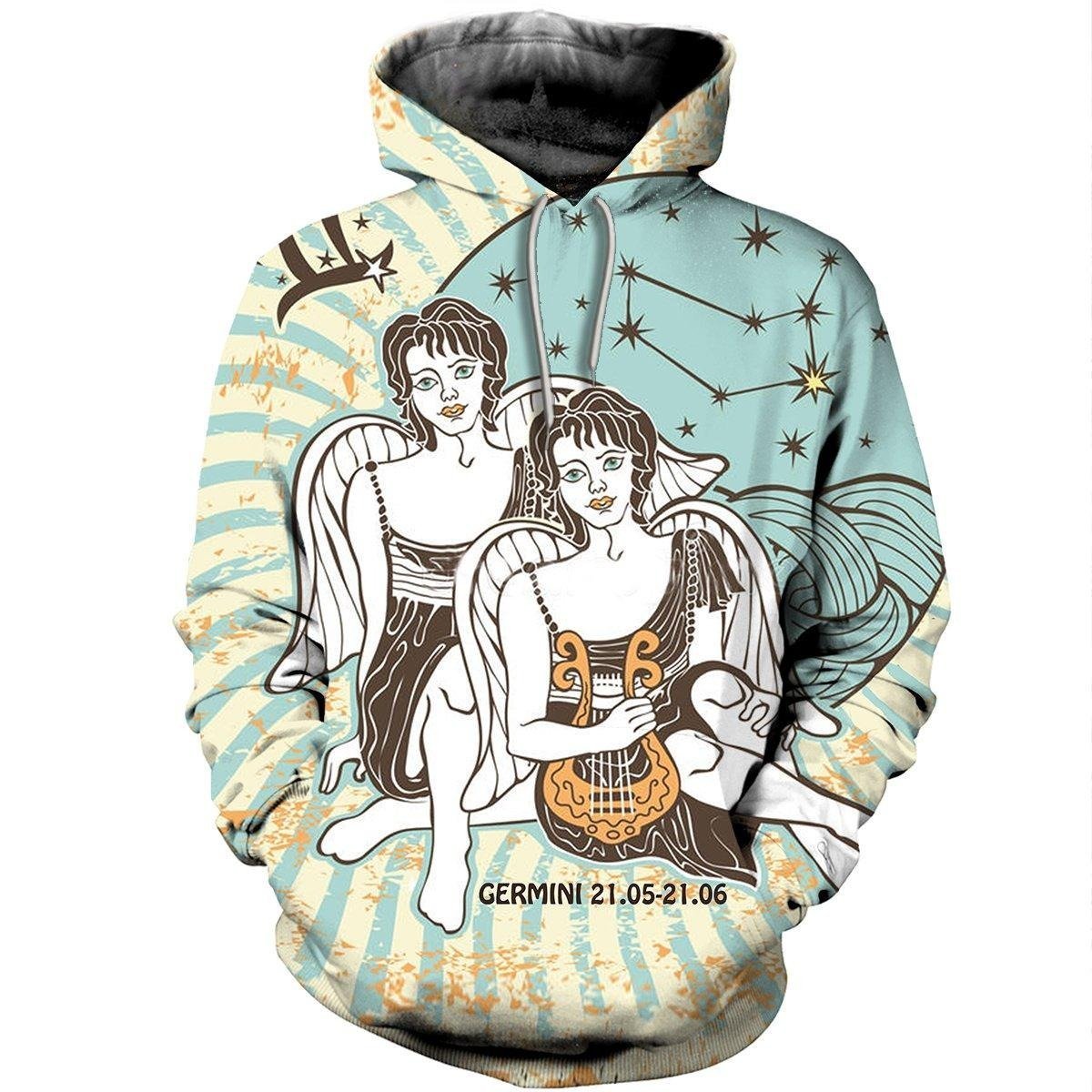 3D ALL OVER PRINTED GEMINI ZODIAC T SHIRT NTH160858-Apparel-NTH-Hoodie-S-Vibe Cosy™