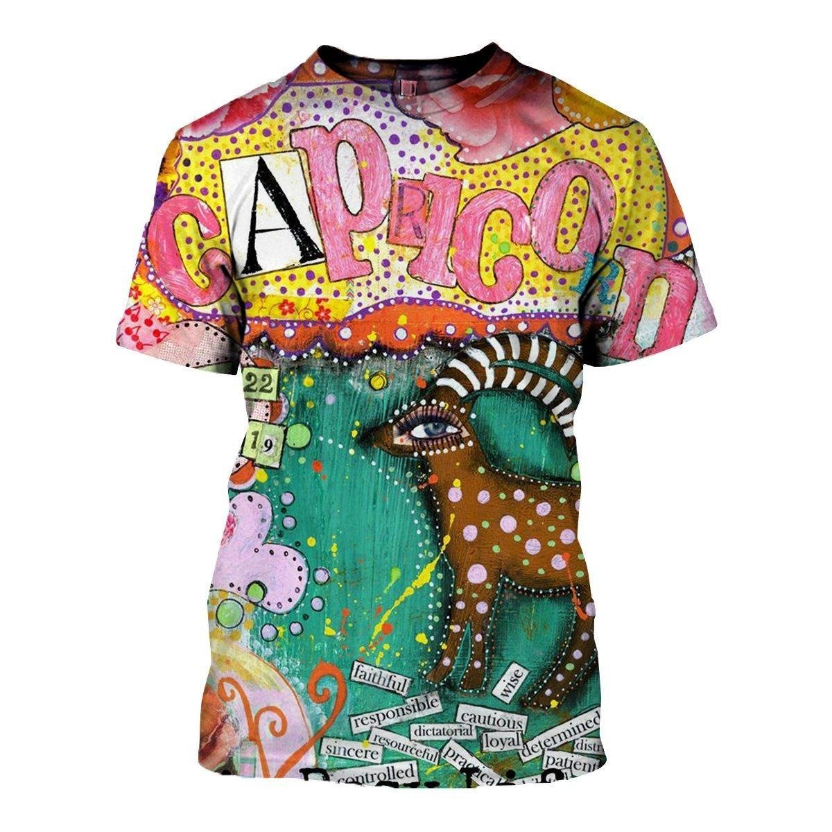 3D ALL OVER PRINTED CAPRICORN ZODIAC T SHIRT NTH160851-Apparel-NTH-T-Shirt-S-Vibe Cosy™