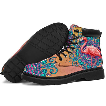 Flamingo water color all season boots NNK022101-Shoes-NNK-Women's Leather Boots-US5 (EU35)-Vibe Cosy™