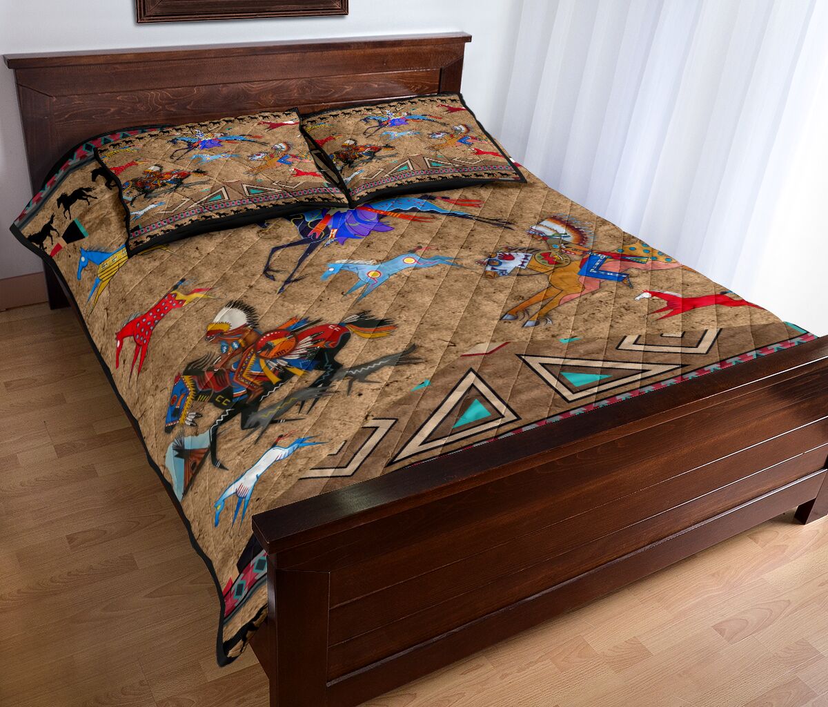 Native American Horses Pattern Quilt Bedding Set MP226S1-Quilt-MP-Twin-Vibe Cosy™