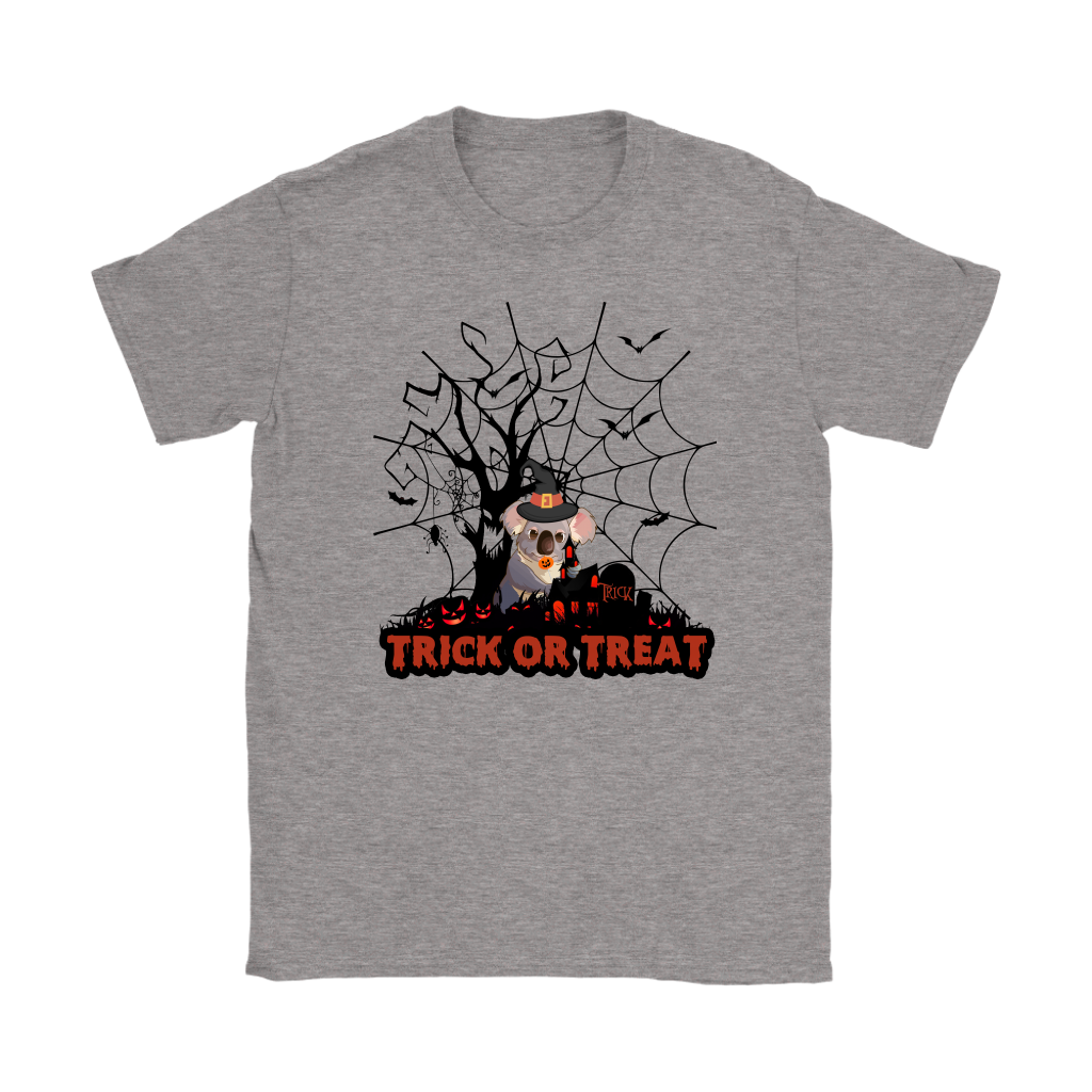 Australian Koala Trick or Treat Halloween T-Shirt 02 H9-T-SHIRTS-HP Arts-Gildan Womens T-Shirt-Sport Grey-S-Vibe Cosy™