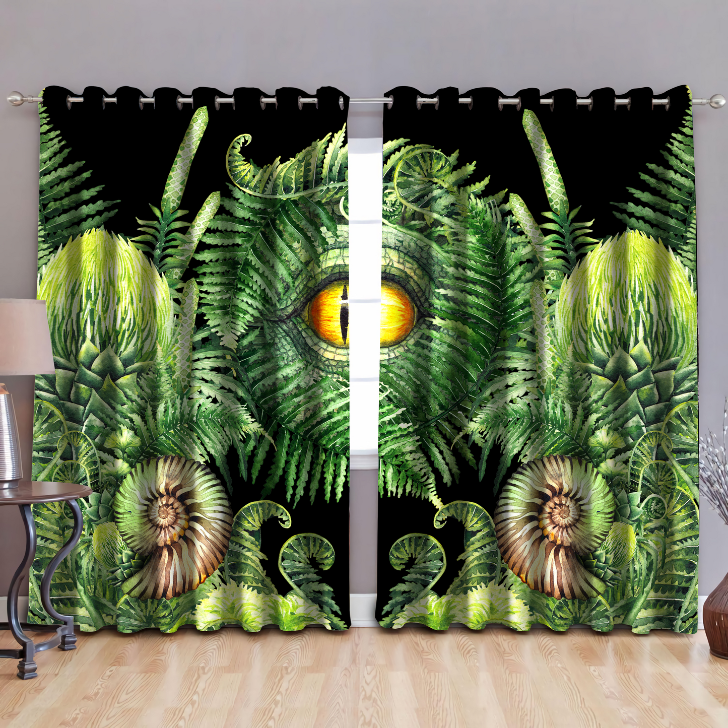 Seashell And Fern Eyes Window Curtains
