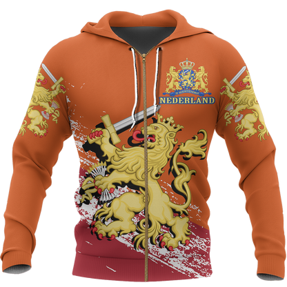 The Netherlands Lion Special Hoodie-Apparel-Phaethon-Zip-Hoodie-S-Vibe Cosy™