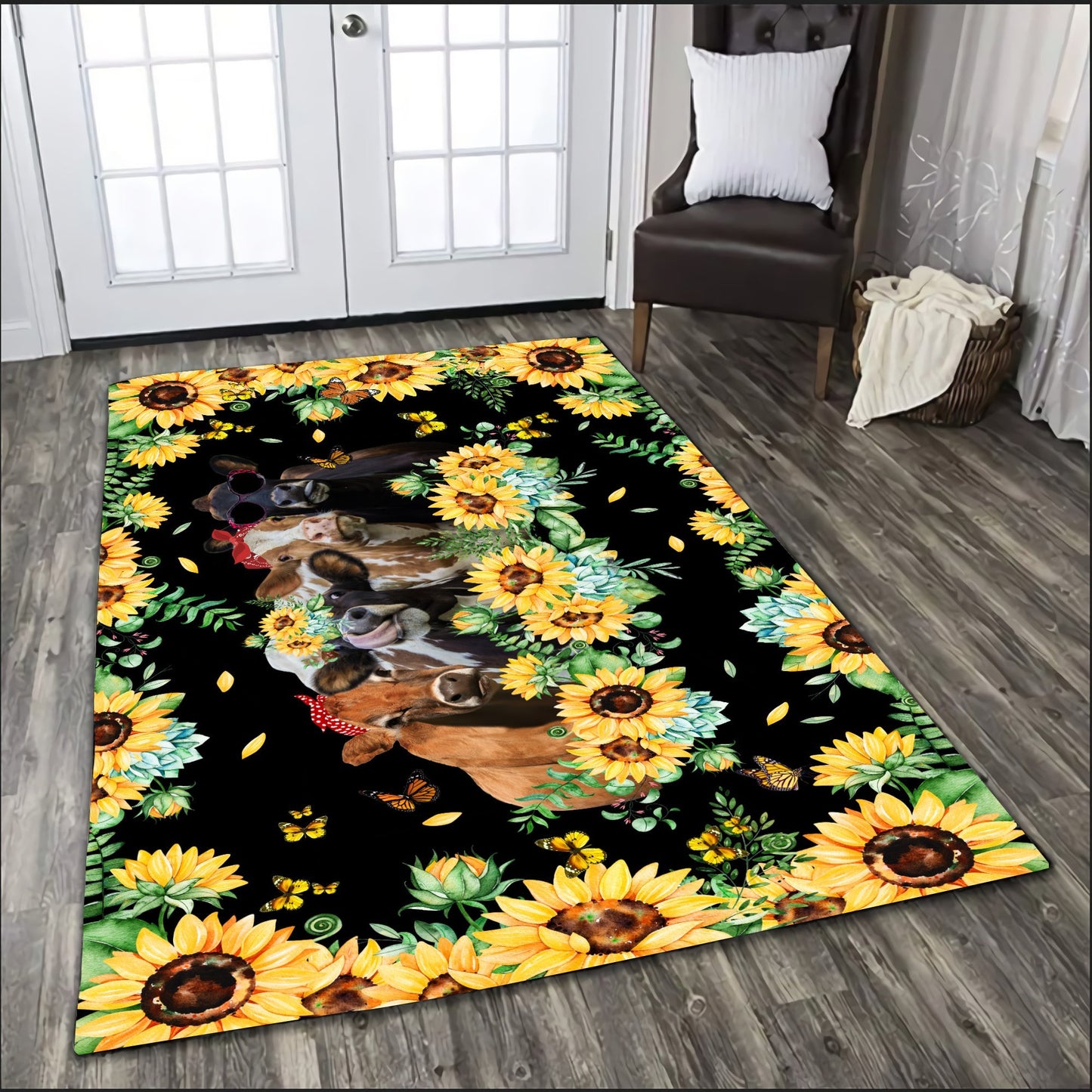 Cool Heifers And Sunflower Rug HHT19092002-MEI
