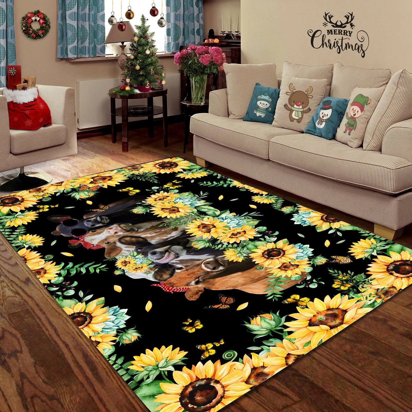 Cool Heifers And Sunflower Rug HHT19092002-MEI